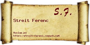 Streit Ferenc névjegykártya